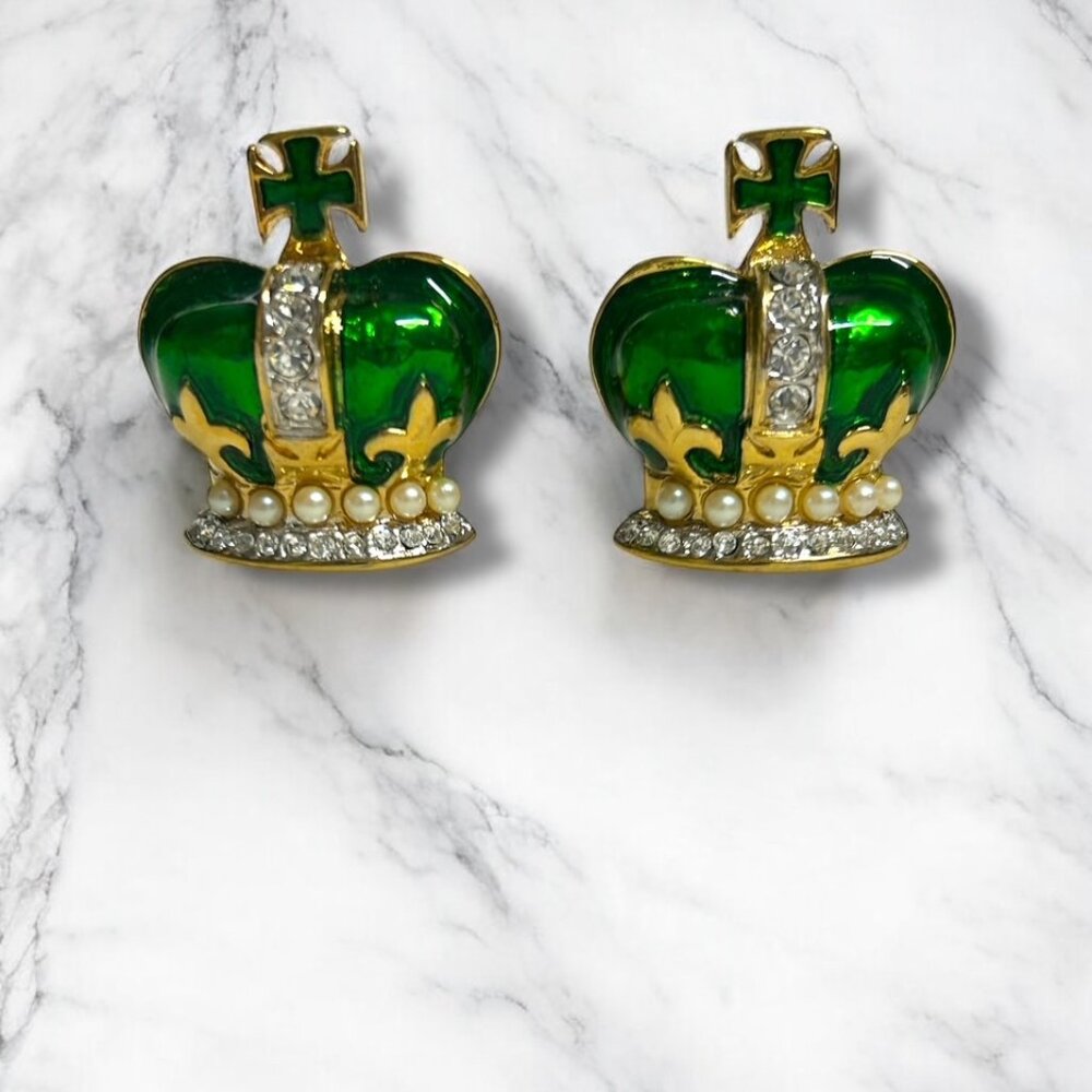 Vintage Butler&Wilson Crown Earrings - Picture 1 of 2